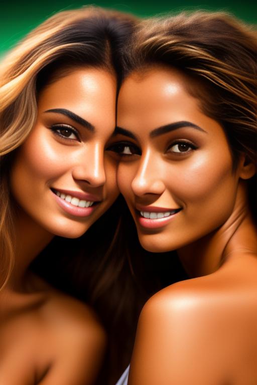 Image: two woman top models cudling touching   tanned Art Style bestquality hyperdetailed ultradetailed Ethnicity Moroccan  Camera  face extreme closeup   hair long laughing squash court