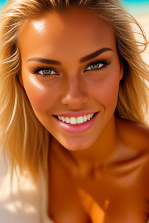 Image: beauty fully tanned sexy top model shot from above smile face super close up ejaculationon the sunny beach sexy look in the eyes  eyes close up  shot from above close up focus sexy wettransparentopenshirt