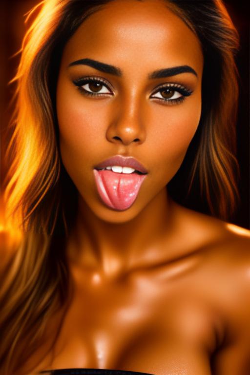 Image: one woman top model tanned Art Style bestquality camera shot face extreme closeup hyperdetailed ultradetailed  Ethnicity Moroccan  sauna  black underwear holding touching LickingOralLoRA06 lickingoral penis licking oral
