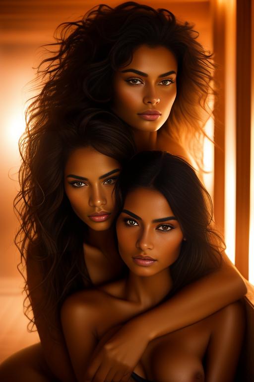 Image: two woman top models cudling touching  tanned Art Style bestquality hyperdetailed ultradetailed Ethnicity Moroccan  Camera face extreme closeup eyes  hair long  sauna black towel  tshirt joggings  dressshirttug1 shirt tug