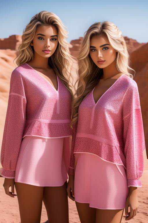 Image: two blonde and pink moroccan top models