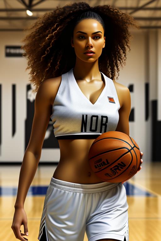 Playing basketball, female , sexy, nbr_models_three Three Top Models, ethnicity_caucasian Caucasian, art_style_hyper_detailed Hyper Detailed, camera_close_up Close-Up