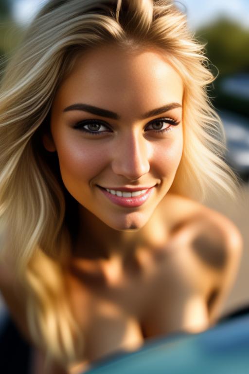 Image: blonde camera from above nbrmodelsone One Top Model ethnicitycaucasian Caucasian Naked positionsmiling Smiling backgroundcar Car backgroundgarden Garden artstylehyperdetailed Hyper Detailed cameracloseup CloseUp cameraextremecloseup Extreme CloseUp camerafacecloseup Face CloseUp