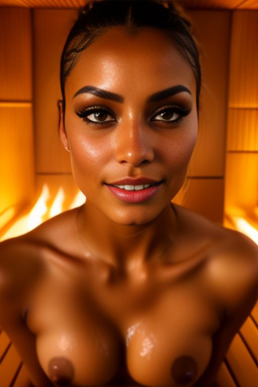 Image: one woman top model tanned Art Style bestquality face extreme focus closeupeyes close up  hyperdetailed ultradetailed  Ethnicity Moroccan top model  sauna  dresscumshot4904 cum on face  beautifull open eyes penis cum smile dressCreampie
