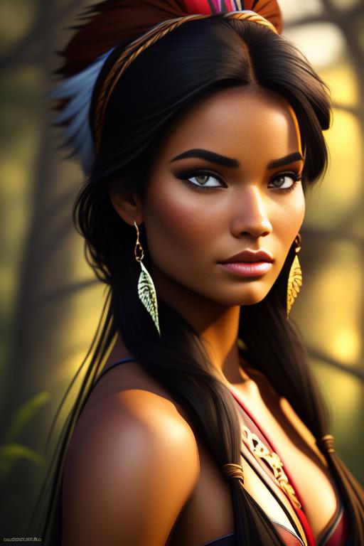 Pocahontas Disney , nbr_models_one One Top Model, art_style_hyper_detailed Hyper Detailed, camera_close_up Close-Up