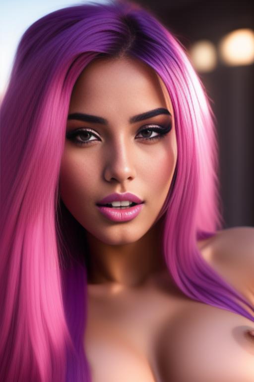Image: moroccan sexy top model close up blue and red long hair  bonde and pink purple hairclose face shot closed eyes teasing look boobs spreading legs pussy hot mouth closing eyes