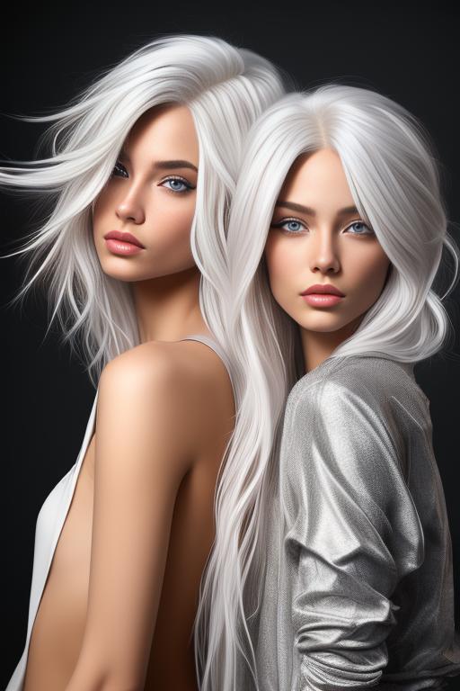 Image: female hair nbrmodels Two top models hairColor platinum Blonde artStyle hyper detailed