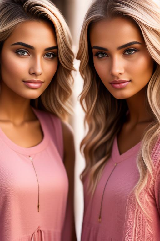 Image: two blonde and pink moroccan top models close up