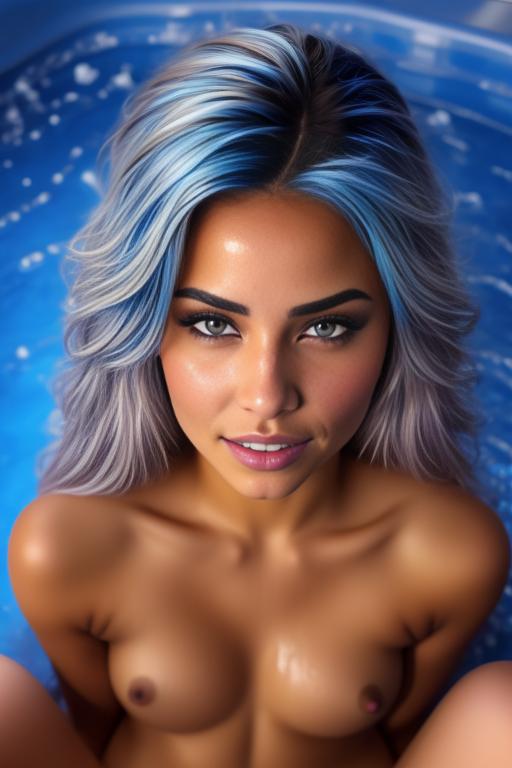 Image: artStylebestquality hyperdetailed ultradetailed   hair Color electricBlue  backgroundHot tub           nbrmodels  female  top model ethnicity tanned Moroccan nsfwnsfw dresscumshot49045 cum on face  Cameraface closeup  sperrm cum