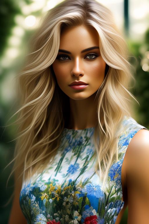 Image: Blonde  nbrmodelsone One Top Model ethnicitycaucasian Caucasian backgroundgarden Garden artstylehyperdetailed Hyper Detailed cameracloseup CloseUp