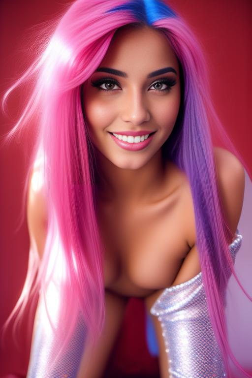 Image: moroccan sexy top models close up blue and red long hair  bonde and pink hair  open sexy vest hot lips smile no underwear kneeling close face shot standing below riding wet sperm face