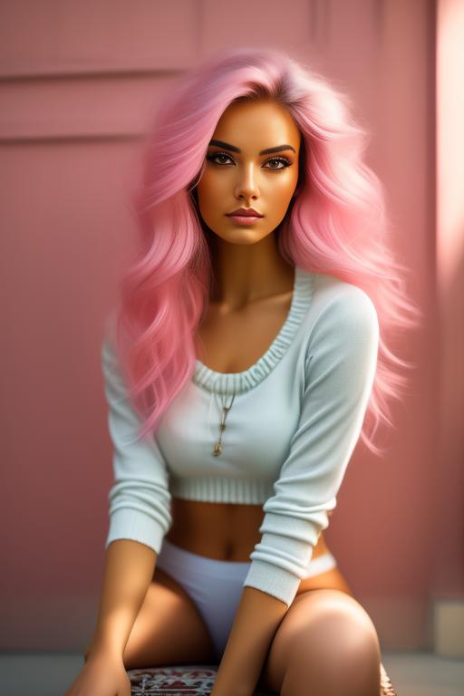 Image: Puszysta shemale azjatka z różowymi włosami  nbrmodelsone One Top Model ethnicitycaucasian Caucasian positionsitting Sitting haircolorpastelpink Pastel Pink heightsmall Small artstylehyperdetailed Hyper Detailed cameracloseup CloseUp