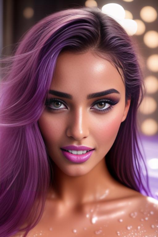 Image: moroccan adults top models  makeup goergeous eyes beautifull hair top model face and hair face extreme close up shot in purple bath seduced look wet moaning open mouth smile  happy  cum in face wet wet