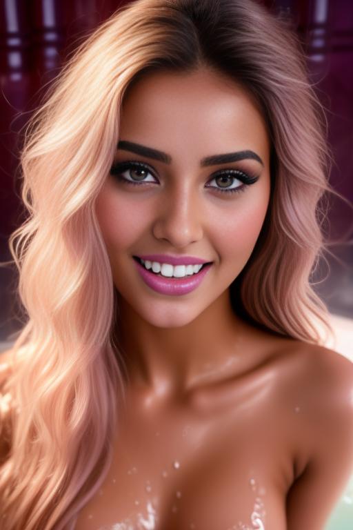 Image: two moroccan adults top models  goergeous eyes beautifull hair top model face and hair face extreme close up shot in purple bath seduced look wet moaning open mouth smile  happy  cum in face tit fuck wet wet