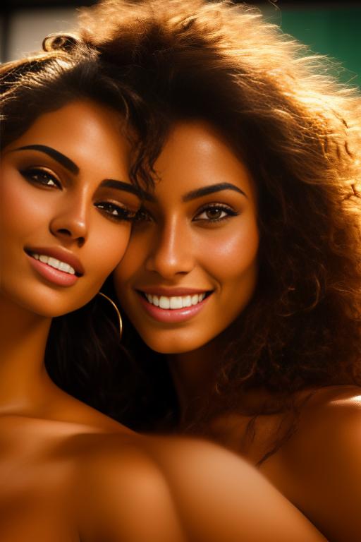 Image: two woman top models cudling touching   tanned Art Style bestquality hyperdetailed ultradetailed Ethnicity Moroccan  Camera  face extreme closeup   hair long laughing squash court
