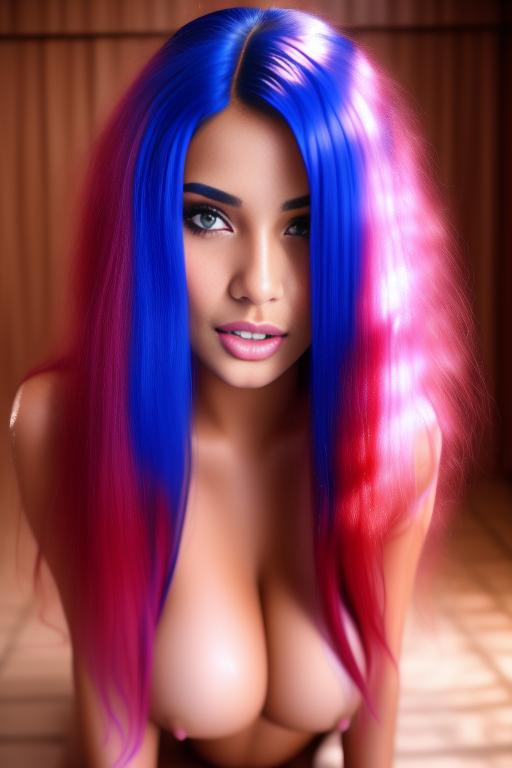 Image: moroccan sexy top models close up blue and red long hair  bonde and pink hair  open sexy vest hot lips no underwear kneeling close face shot standing below riding wet sperm cum in eyes boobs