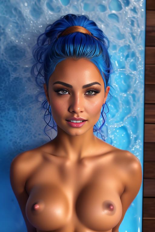 Image: artStylebestquality hyperdetailed ultradetailed   hair Color electricBlue  backgroundHot tub           nbrmodels  female  top model ethnicity tanned Moroccan nsfwnsfw dresscumshot49045 cum on face  Cameraface closeup  sperrm cum