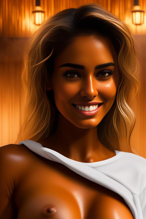 Image: two woman top model tanned Art Style bestquality camera shot face extreme closeup hyperdetailed ultradetailed Ethnicity Moroccan   sauna  white sports apparel  smiling holding touching dressshirtliftv309 shirtlift artStylebestquality hyperdetailed ultradetailed nsfwnsfw