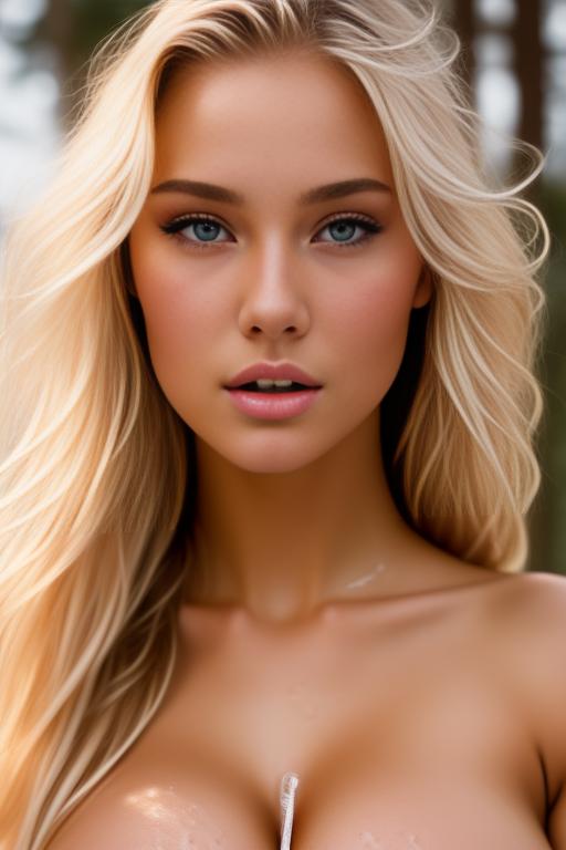 Image: two russian blondes top models sexy  close up from close above  boobps face extreme close up sperm covered