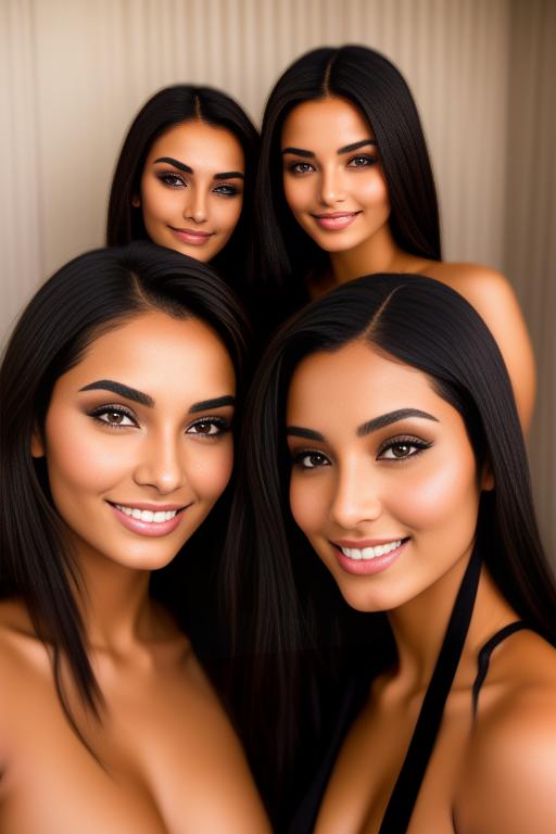 Image: Two hot female Moroccan top model and masseuse close up smile standing at massage room black closed bathrobe