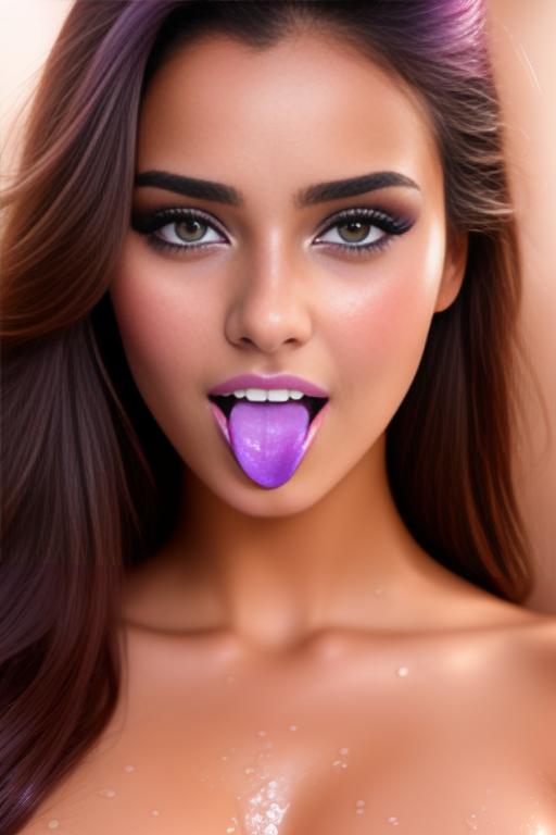 Image: two moroccan adults top models  makeup goergeous eyes beautifull hair top model face and hair face extreme close up shot in purple bath seduced look wet moaning open mouth smile  happy  cum in face wet wet sucking