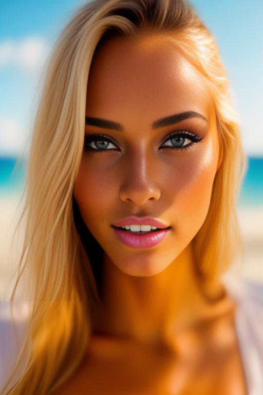 Image: beauty fully tanned sexy top model shot from above smile face super close up ejaculationon the sunny beach sexy look in the eyes  eyes close up  shot from above close up focus sexy wettransparentopenshirt