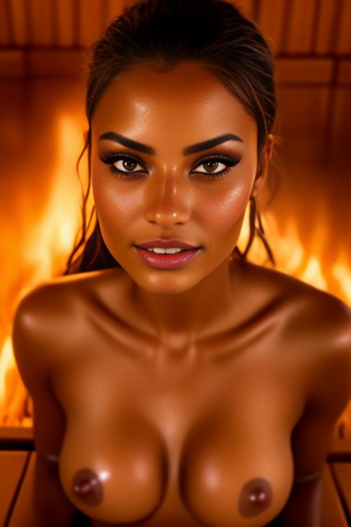 Image: one woman top model tanned Art Style bestquality face extreme focus closeupeyes close up  hyperdetailed ultradetailed  Ethnicity Moroccan top model  sauna  dresscumshot4903 cum on face  beautifull open eyes penis cum smile
