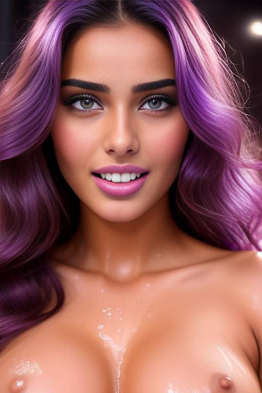 Image: two moroccan adults top models  goergeous eyes beautifull hair top model face and hair face extreme close up shot in purple bath seduced look wet moaning open mouth smile  happy  cum in face wet wet