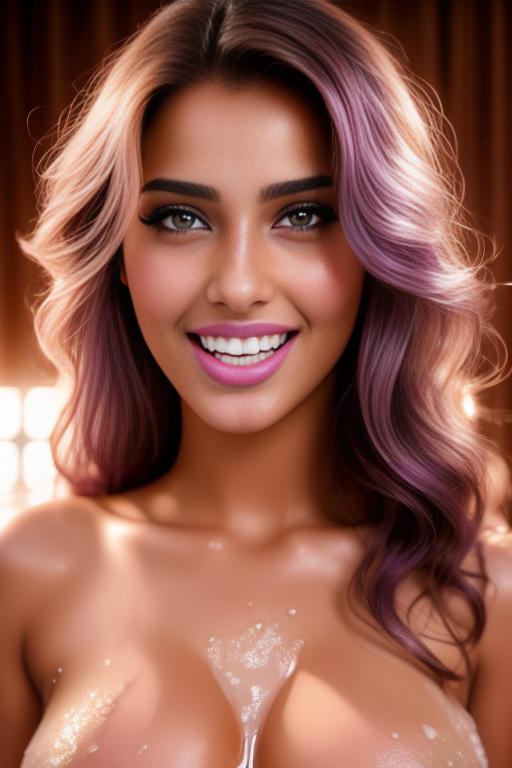 Image: two moroccan adults top models  goergeous eyes beautifull hair top model face and hair face extreme close up shot in purple bath seduced look wet moaning open mouth smile  happy  cum in face wet wet