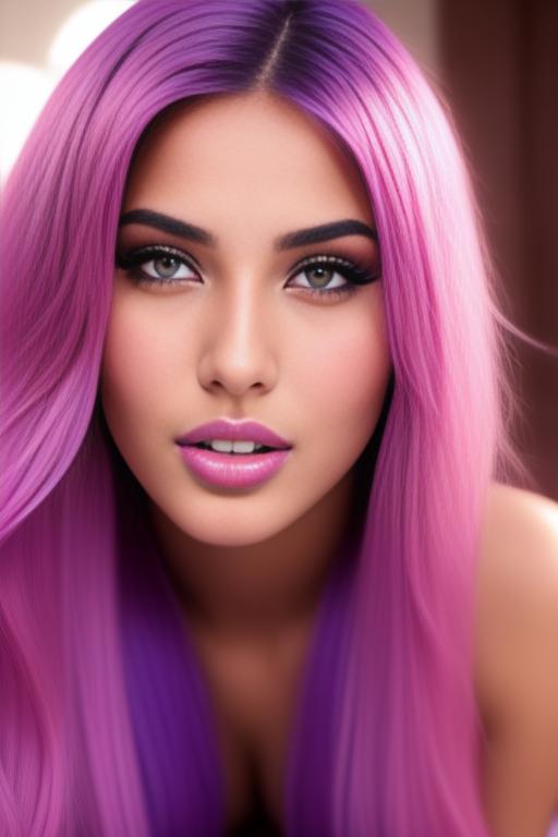 Image: moroccan sexy top model close up blue and red long hair  blonde and pink purple hairclose face shot closed eyes teasing look boobs spreading legs pussy hot mouth closing eyes
