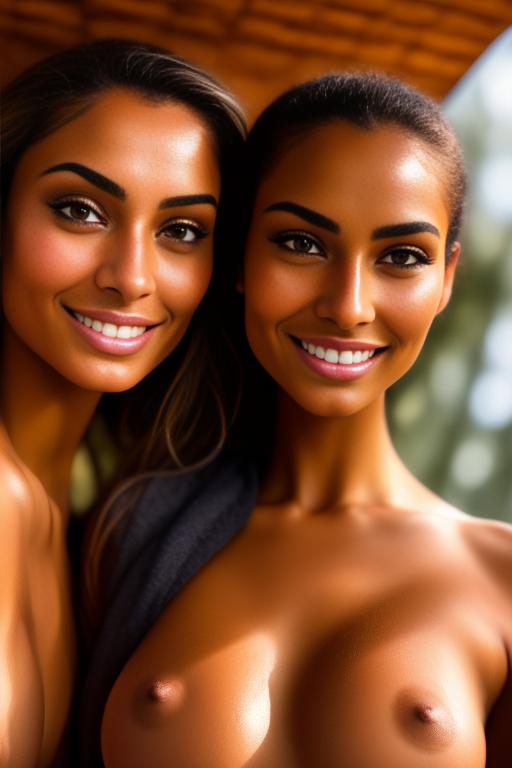 Image: two woman top model tanned Art Style bestquality camera shot face extreme closeup hyperdetailed ultradetailed Ethnicity Moroccan   sauna  white sports apparel  smiling holding touching dressshirtliftv309 shirtlift artStylebestquality hyperdetailed ultradetailed nsfwnsfw