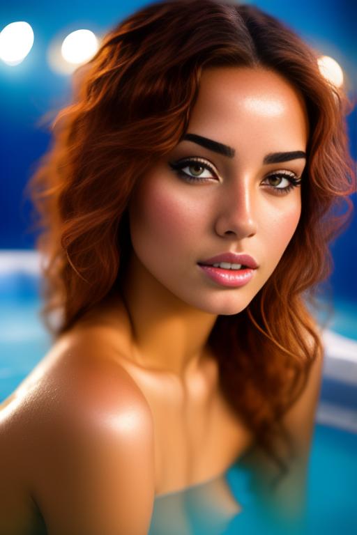 Image: artStylebestquality hyperdetailed ultradetailed   hair Color  electricBlue  backgroundHot tub       Cameraface closeup    nbrmodels  female top model ethnicityMoroccan nsfwnsfw  positionLickingOralLoRA05 lickingoral