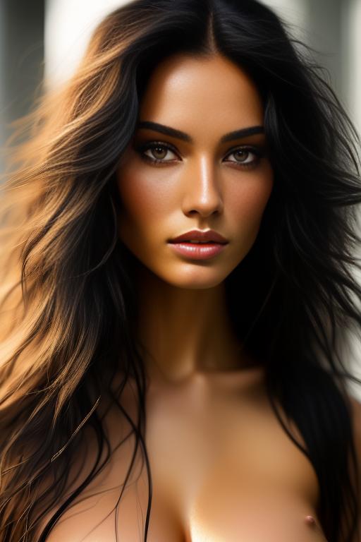 Image: Long black haired nude woman nbrmodelsone One Top Model ethnicitycaucasian Caucasian artstylehyperdetailed Hyper Detailed cameracloseup CloseUp