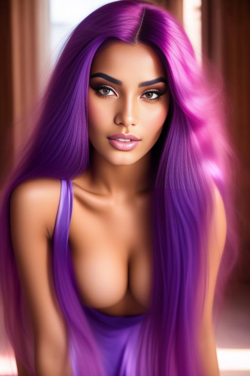 Image: moroccan sexy top model close up blue and red long hair  bonde and pink purple hairclose face shot kneeling riding closed eyes teasing look boobs