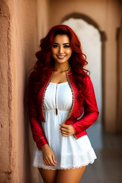 Image: ethnicityMoroccan dressqtywearing panties dressqtyopen jacket positionsmiling Cameracloseup hairColorbrightRed