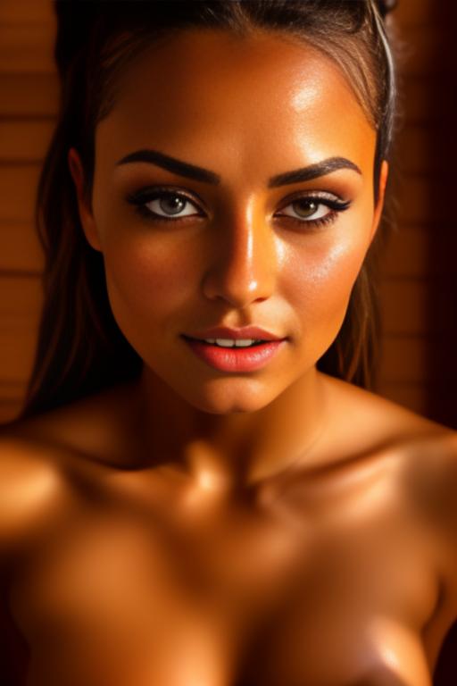 Image: one woman top model tanned Art Style bestquality face extreme focus closeupeyes close up  hyperdetailed ultradetailed  Ethnicity Moroccan  sauna  dresscumshot4905 cum on face  beautifull eyes penis cum