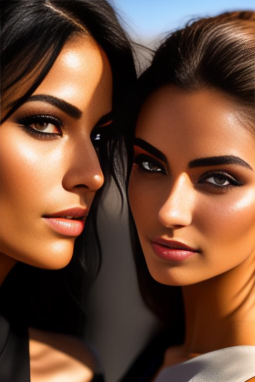 Image: Wearing black leggings  beautifull eyes smiling open vest  tits   two top models kissing in the sand  nbrmodelstwo Two female Top Models ethnicitymoroccan Moroccan backgrounddesert Desert artstylehyperdetailed Hyper Detailed cameracloseup CloseUp close up nbrmodelstwo Two Top Models ethnicitymoroccan Moroccan artstylehyperdetailed Hyper Detailed cameracloseup CloseUp