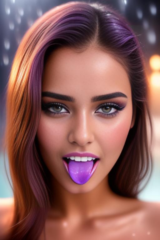 Image: two moroccan adults top models  makeup goergeous eyes beautifull hair top model face and hair face extreme close up shot in purple bath seduced look wet moaning open mouth smile  happy  cum in face wet wet sucking