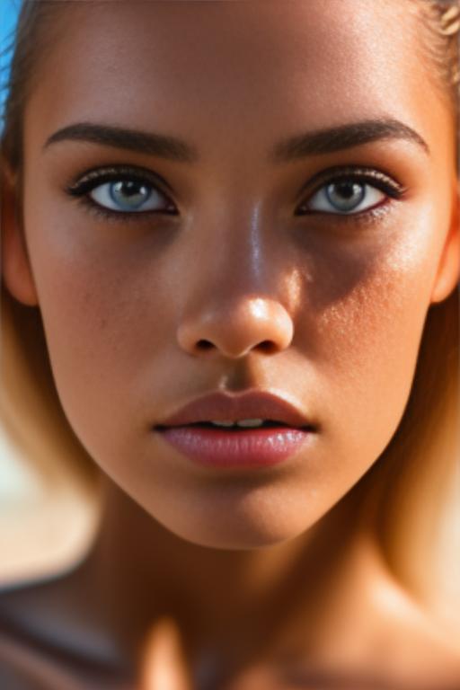 Image: Top model Mia Clara   sunny beach face close up