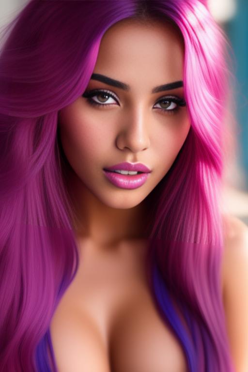 Image: moroccan sexy top model close up blue and red long hair  bonde and pink purple hairclose face shot closed eyes teasing look boobs spreading legs pussy hot mouth closing eyes