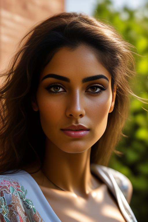 Image: nbrmodelsone One Top Model ethnicitymoroccan Moroccan dressshirtlift Shirtlift heighttall Tall backgroundgarden Garden artstylehyperdetailed Hyper Detailed camerafacecloseup Face CloseUp camerafaceextremecloseup Face Extreme CloseUp shirtliftv309