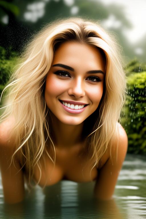 Image: Two top models kissing   blonde hair wet camera from above  ethnicitycaucasian Caucasian positionsmiling Smiling positioncuddling Cuddling positionkissing Kissing positionkneeling Kneeling positionlaying Laying elementswet Wet Soaked backgroundgarden Garden artstyleultradetailed Ultra Detailed cameraextremecloseup Extreme CloseUp camerafaceextremecloseup Face Extreme CloseUp