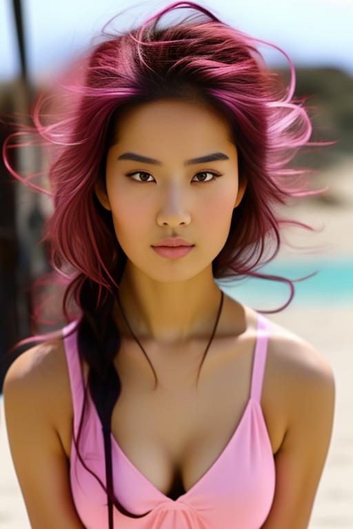 Image: Hair Color pastelPink Ethnicity Moroccan top model  liuyifei09 liuyifei sunny beach