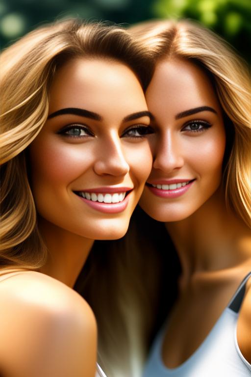 Image: S nbrmodelstwo Two Top Models ethnicitycaucasian Caucasian positionsmiling Smiling backgroundgarden Garden artstylehyperdetailed Hyper Detailed cameraextremecloseup Extreme CloseUp camerafacecloseup Face CloseUp