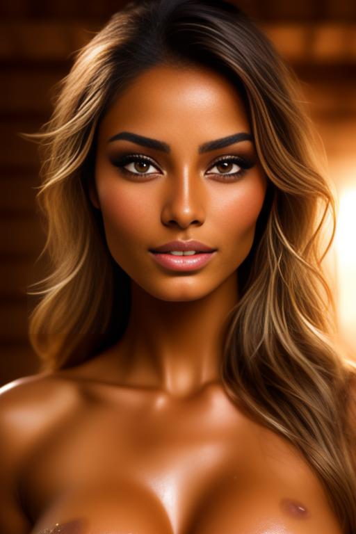 Image: one woman top model tanned Art Style bestquality face extreme focus closeupeyes close up  hyperdetailed ultradetailed  Ethnicity Moroccan top model top model mascara sauna  dresscumshot4901 cum on face  beautifull open eyes penis cum smile