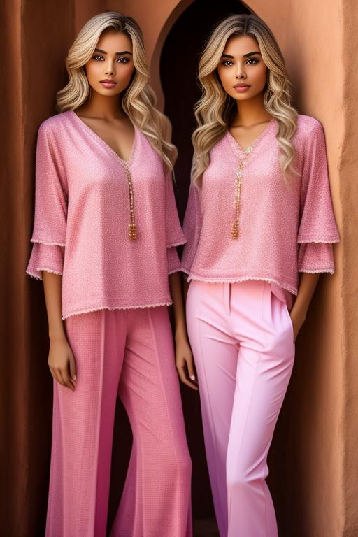 Image: two blonde and pink moroccan top models