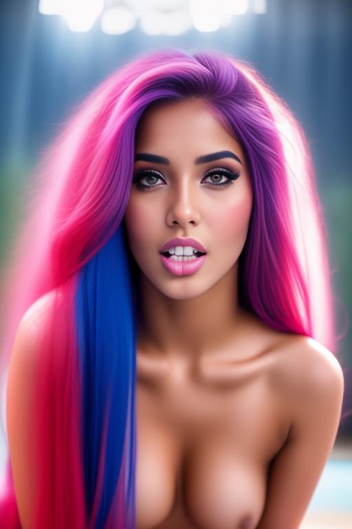 Image: moroccan sexy top models close up blue and red long hair  bonde and pink hair  open sexy vest hot lips no underwear kneeling close face shot standing below riding wet sperm face licking cum boobs