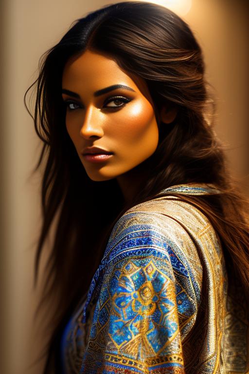 Pocahontas , nbr_models_one One Top Model, ethnicity_moroccan Moroccan, art_style_hyper_detailed Hyper Detailed, camera_close_up Close-Up