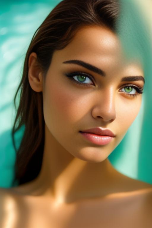 Image: two moroccan top models  goergeous light greeneyes face close up in bluebath