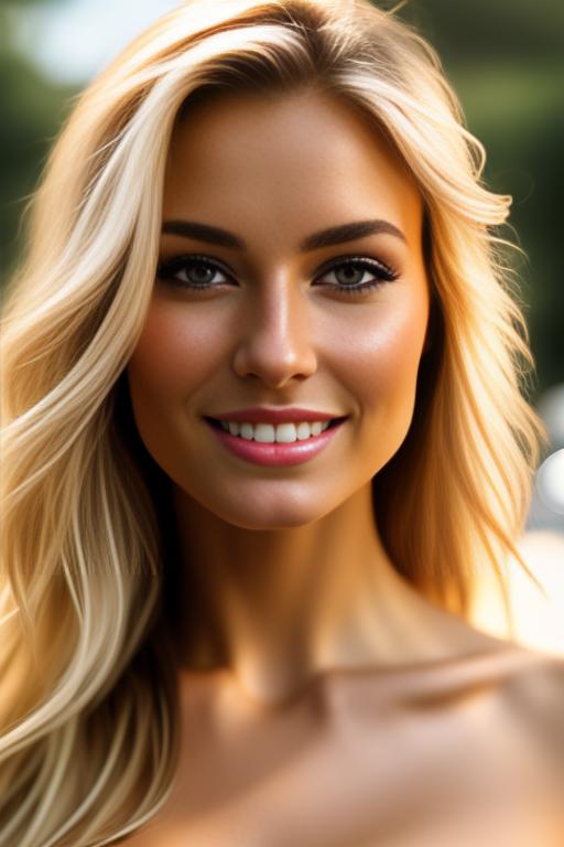 Image: blonde  nbrmodelsone One Top Model ethnicitycaucasian Caucasian dressnaked Naked positionsmiling Smiling backgroundcar Car backgroundgarden Garden artstylehyperdetailed Hyper Detailed cameracloseup CloseUp cameraextremecloseup Extreme CloseUp camerafacecloseup Face CloseUp
